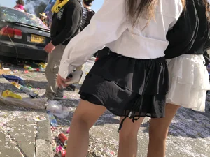 Carnival girls wearing pantyhose, spandex shorts, stockings, skirts and other outfits