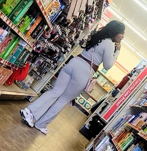 Meaty juicy ebony in grey outfit