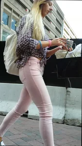 Pink jeans blonde in Downtown