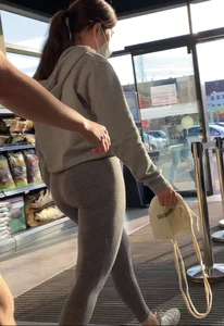 Grey Leggings walking