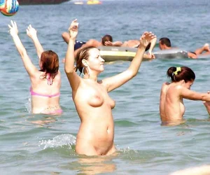 Nude beach and topless girls