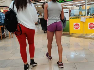 Nice tight little ass in purple spandex shorts
