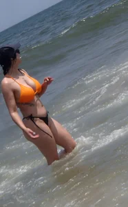 Big fake boobs and round ass bikini