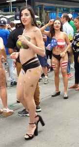Painted NYC girls in thongs with amazing bodies