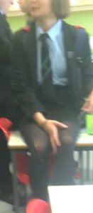 Skinny teens wearing skirts and tight pants
