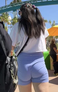 Cute little bubble butt in purple shorts