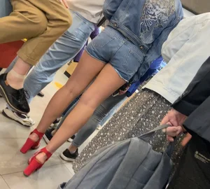Girl in red shoes