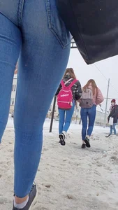 Teen crossing the street