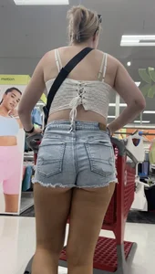 Tall Blonde W/ Cheeks peeking out of shorts