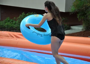 Beautiful brunette tube girl in black bikini