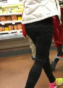 Target blonde milf shopping in patterned leggings with a nice booty