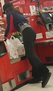 Skinny Girl With Thin Legs in Tight Pants Supermarket Creepshot