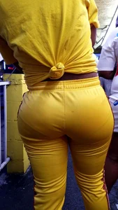 Ebony showing VPL in outfit