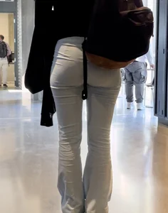 Nicely shaped college girl ass in blue pants