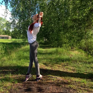 Teen Stretching in Yoga Pants in the Countryside - Perfect Legs