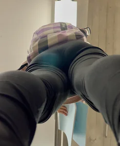 Smiley College Girl In Black Leggings