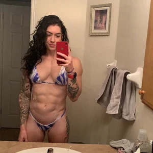 Girl with Amazing Hot Muscular Stomach Bathroom Mirror Selfies