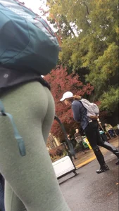 Candid Teen Ass And Thighs in Green Tights on the Street