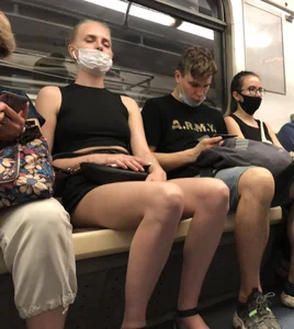 Amazing Hot Skinny Candid Girl in Shorts And Sandals Touching Her Leg on a Subway Station Creepshots Gallery