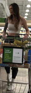 Tatted Fit slim brunette beauty at the market