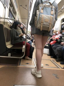 Cute Girl in Shorts and Sneakers With Hot Legs in Subway Train Creepshots Gallery