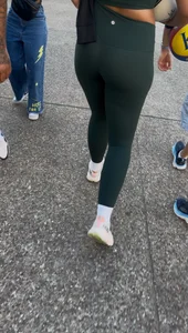 Beautiful Curly Haired Babe in Green Lululemon (OC) + GIFS