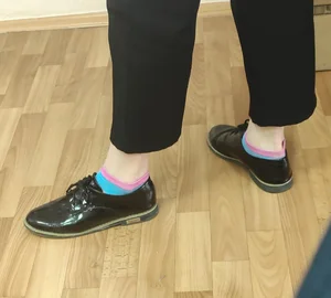 Teen College Girl's Legs Closeup, Feet in Boots And Ankles Showing, Creepshots in Class