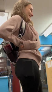 Smiley College Girl In Black Leggings