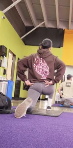 Skinny gym girl with fat lips popping out