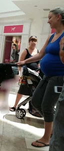 Pregnant blonde in tight grey sweats with big booty and vpl and hard nipples in tank top