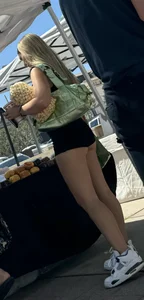 Blonde college girl showing ass sexy shorts