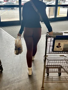 Return of the TIGHT Blue Leggings Blonde (This time in Burgandy)