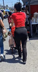 Big ass latina milf in black leggings red top VTL? [oc]