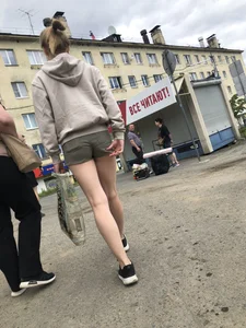 Young Girl With Hot Legs Passing By Adjusting Her Shorts Street Creepshots Series