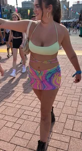 Festival Teens 7: Skinny blonde teen in blue bikini, perfect perky BOOBS on stunning brunette, perfect ass for worship in thin fishnets (my fav kind of ass)