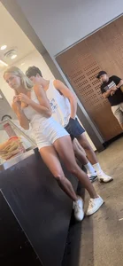 Cheeky blonde at chipotle