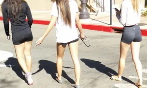 Girls With Hot Legs on the Street Candid Photo