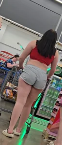 Thickish, nipple-pierced, trashy girl showing her ass for the boys