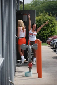 Various sexy girls at car washes in bikinis