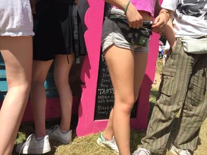 Hot candid teens in shorts at the countryside festival, amazing set of creepshots