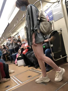 Cute Girl in Shorts and Sneakers With Hot Legs in Subway Train Creepshots Gallery