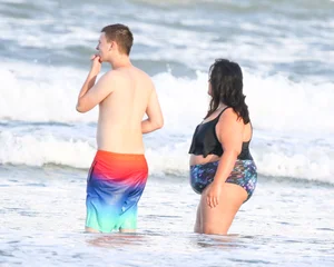 Extra thick girl at the beach in a bikini