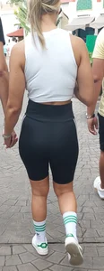 Theme Park Babes in spandex and denim shorts
