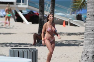 Big collection of various sexy girls on a beach in bikinis