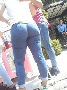 Sexy chick with a big booty in jeans with vpl