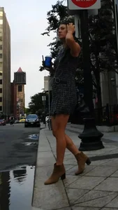 Cute office girl tan smooth legs blue cup of coffee