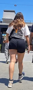 Brunette with thick legs in tight shorts, VPL [oc]