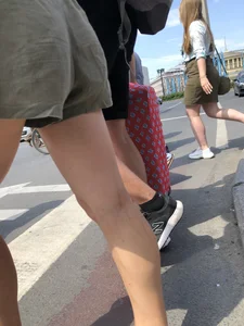 Hot Girl In Shorts Street Crosswalk Creepshots Gallery - Closeups of Her Gorgeous Legs