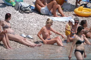Nude girls on a beach in Hvar, Croatia