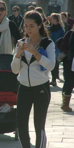 Girl with a nice booty out for a walk in tight Adidas leggings